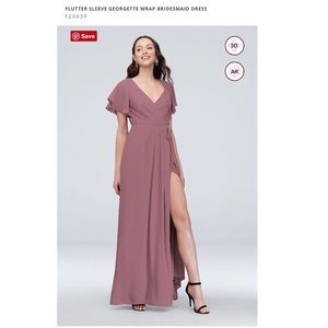 David’s Bridal Georgette Wrap Bridesmaid Dress